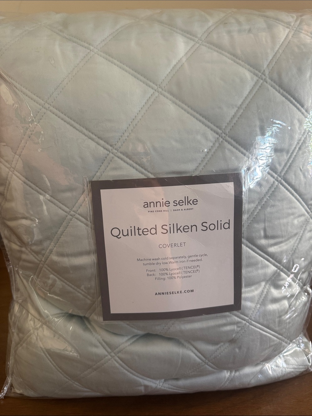 Annie Selke Quilted Silken Solid Coverlet - Pale Blue